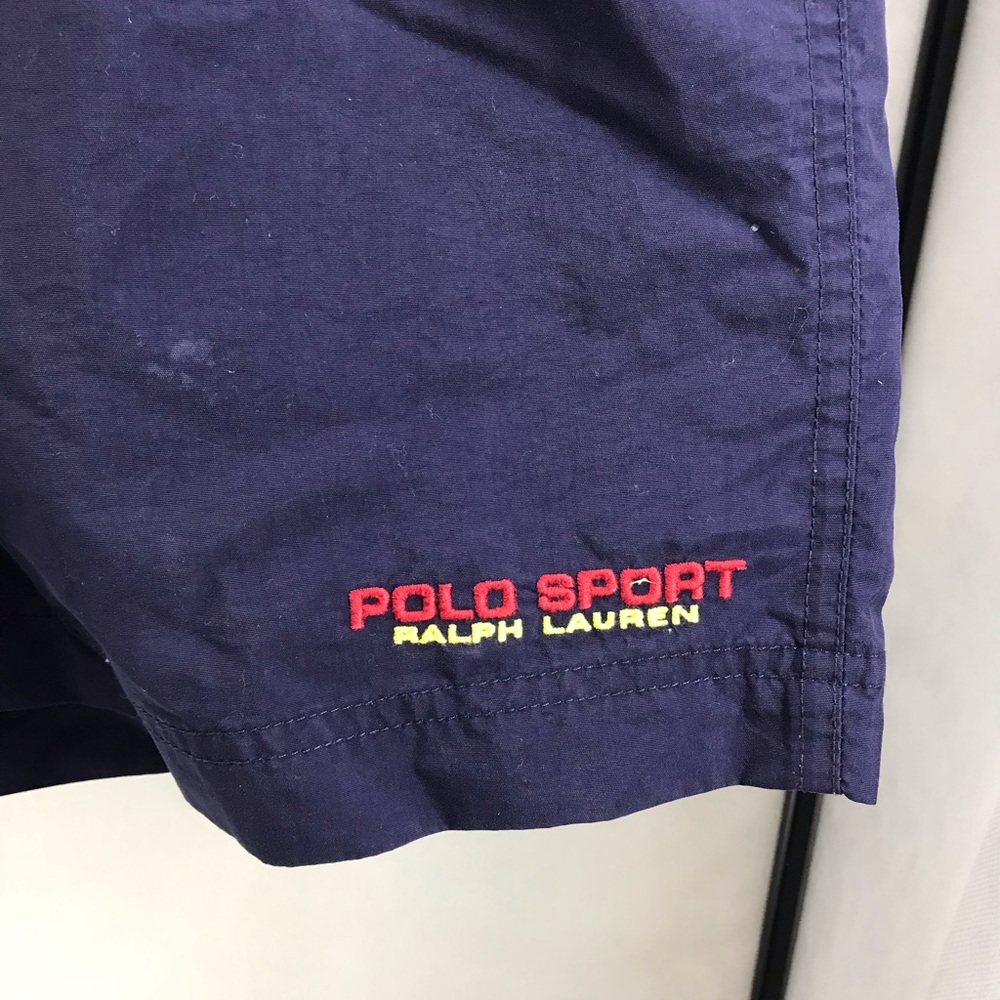 VTG 90s POLO SPORT Ralph Lauren Mens L Swim Trunks Colorblock Black Spellout - Picture 3 of 7